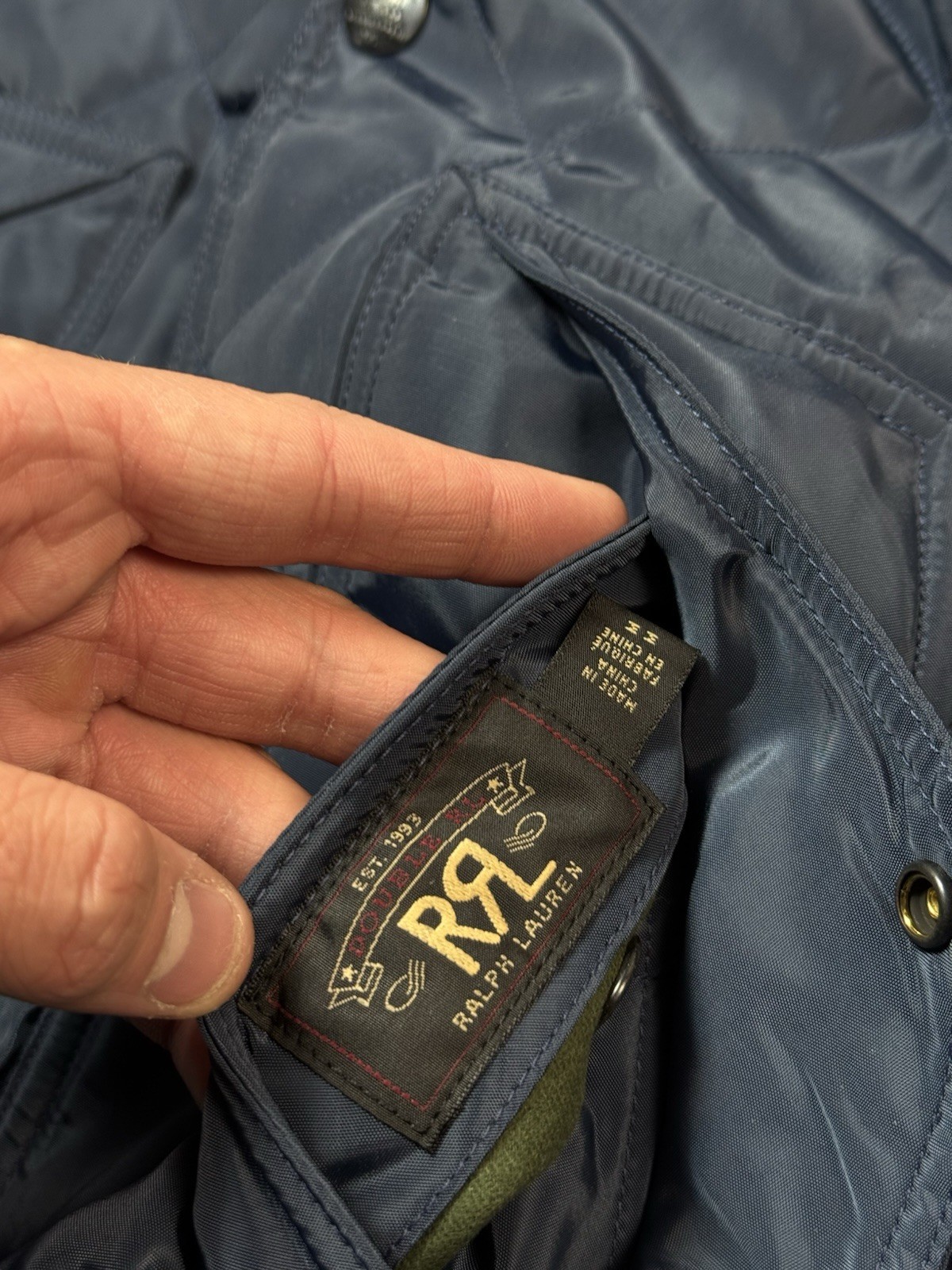 nylon RRL Double RL Reversible Quilted Liner Jacket Embroidered Western Cowboy M
