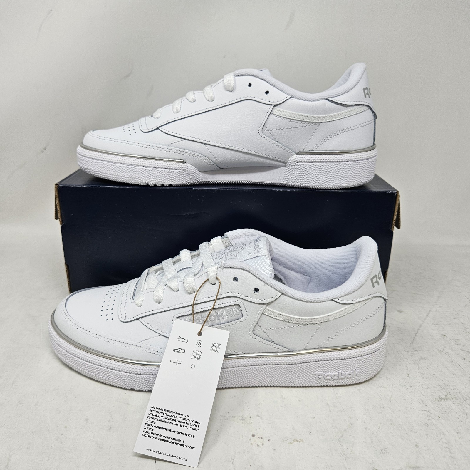 Reebok Club C 85 ‘White Silver’ Comfy Classic Shoes / 100201303 / Women’s 8
