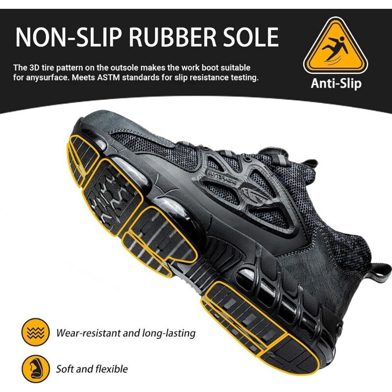 Men Safety Shoes Breathable Steel Toe Cap Work Boots Rotating Buckle Lightweight