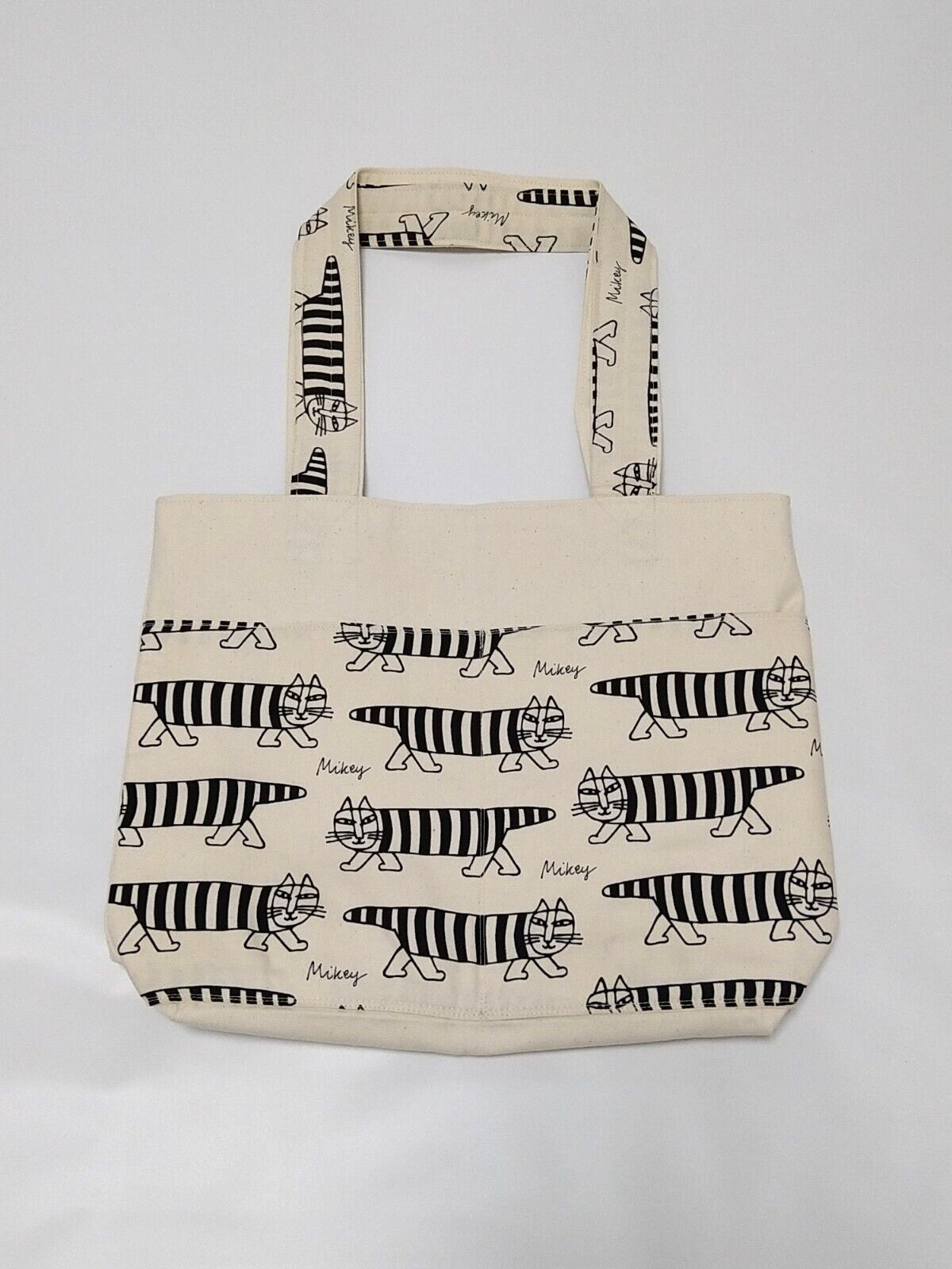 Tote Bag White Lisa Larson Mikey Pattern New 13.2×10.4×2.8in 1 inner pocket