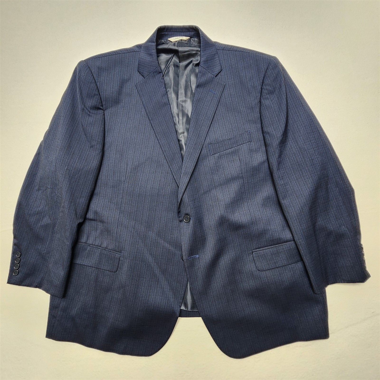 Lineage 50S 46×26 Dark Blue Check 2Btn 2Pc Portly Performance Stretch Mens Suit