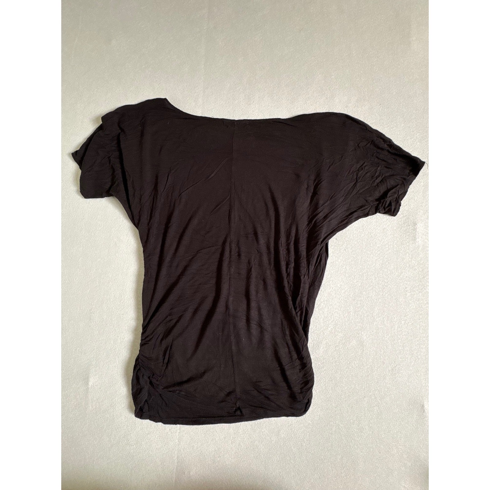 Made by Johnny Womens Black Surplice Neck Ruched Side Dolman Sleeve Top Lrg