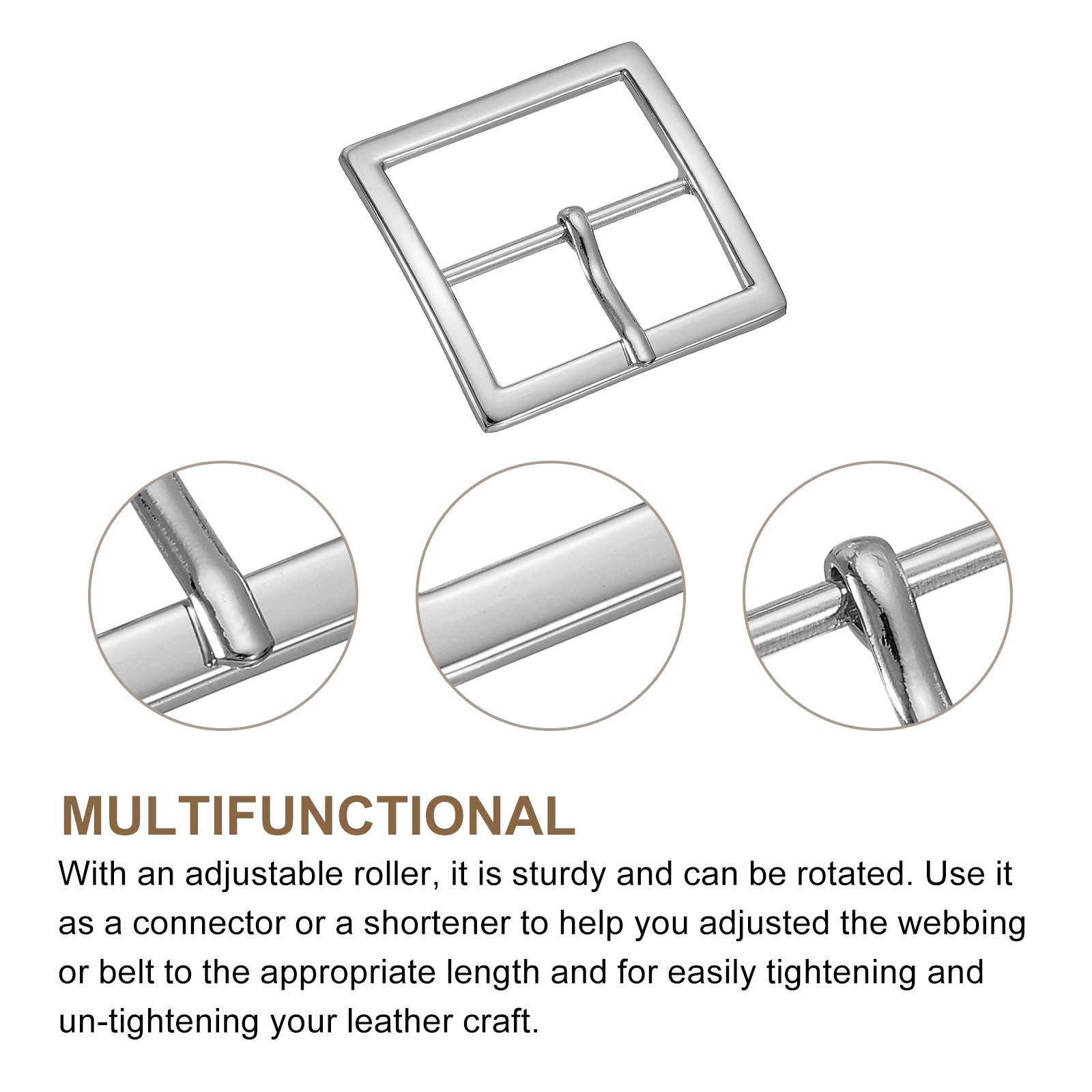 1.5 Inch Single Prong Belt Buckle Square Center Bar Buckles for Belt Silver