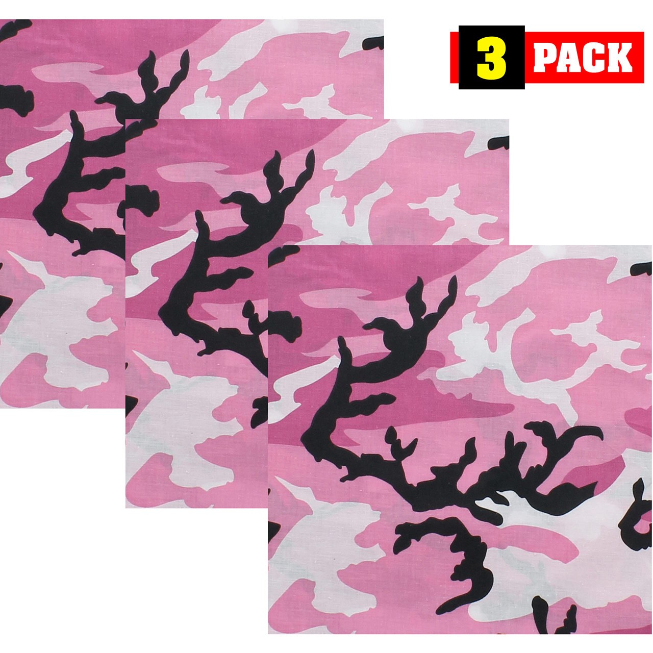 Camouflage Jumbo 27″ Bandana Tactical 100% Cotton Bandanna Head Cover 3Pack
