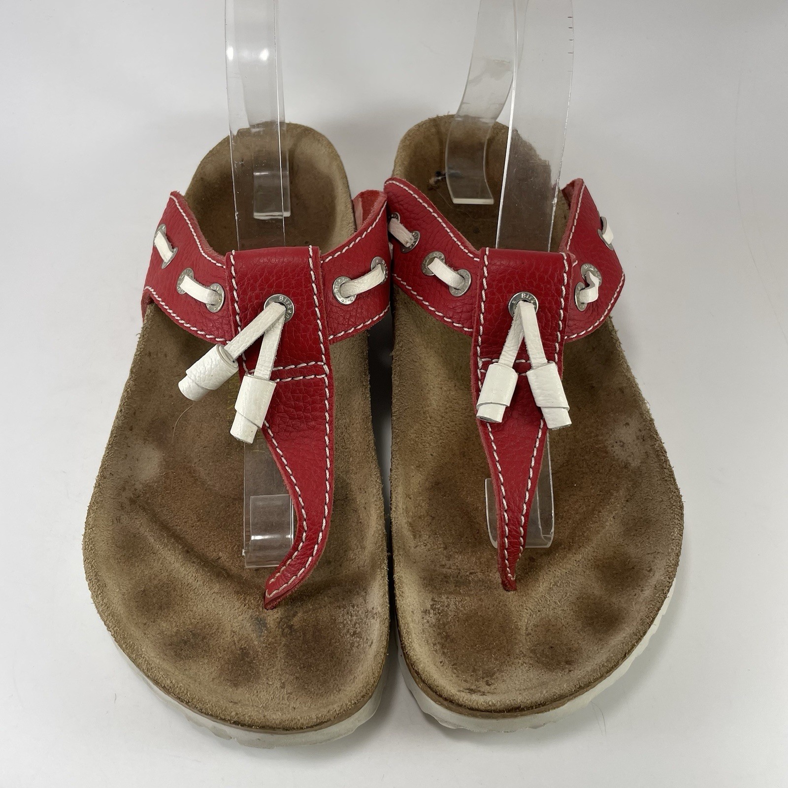 Birkenstock Papillio Tabora Sandals Womens Size EU 40, US 9-9.5 Red Laced Thong