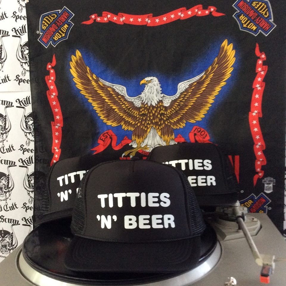 TITTIES n BEER biker punk rock party summer drinking vtg zappa trucker mesh hats