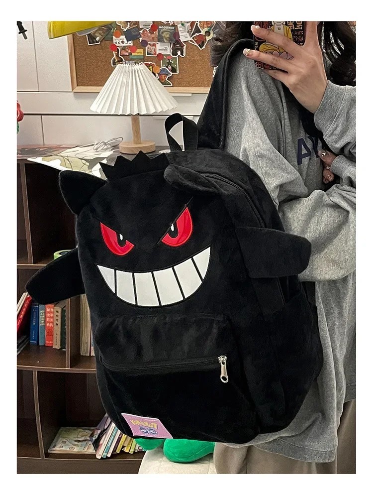 Purple/black Gengar Backpack Trendy Cool Large Bag Cute Cartoon