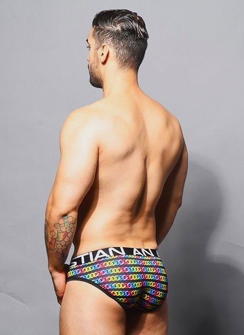 Andrew Christian Pride Chain Brief – 91863 – Multicolor: Small, Medium & Large