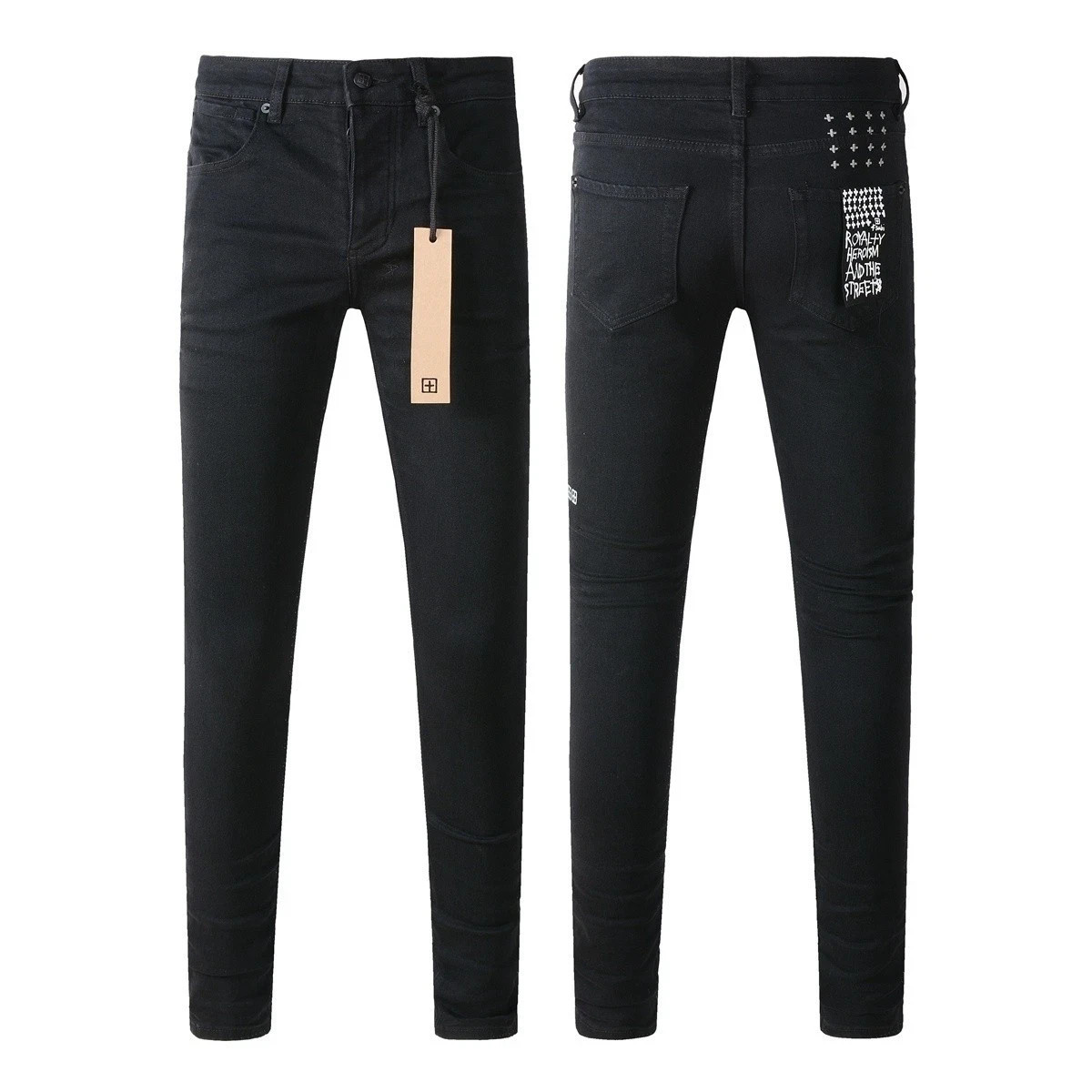 New KSUBI Men’s Fashion Splash-ink Slim Fit jeans Black Simple Leisure Pants