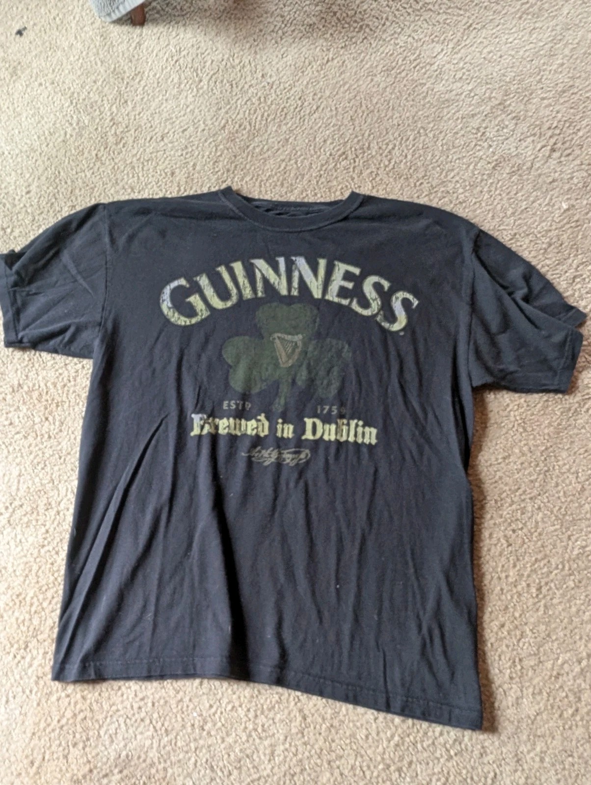 Guinness Dublin Ireland Graphic T-shirt Men Large Black Short Sleeve
