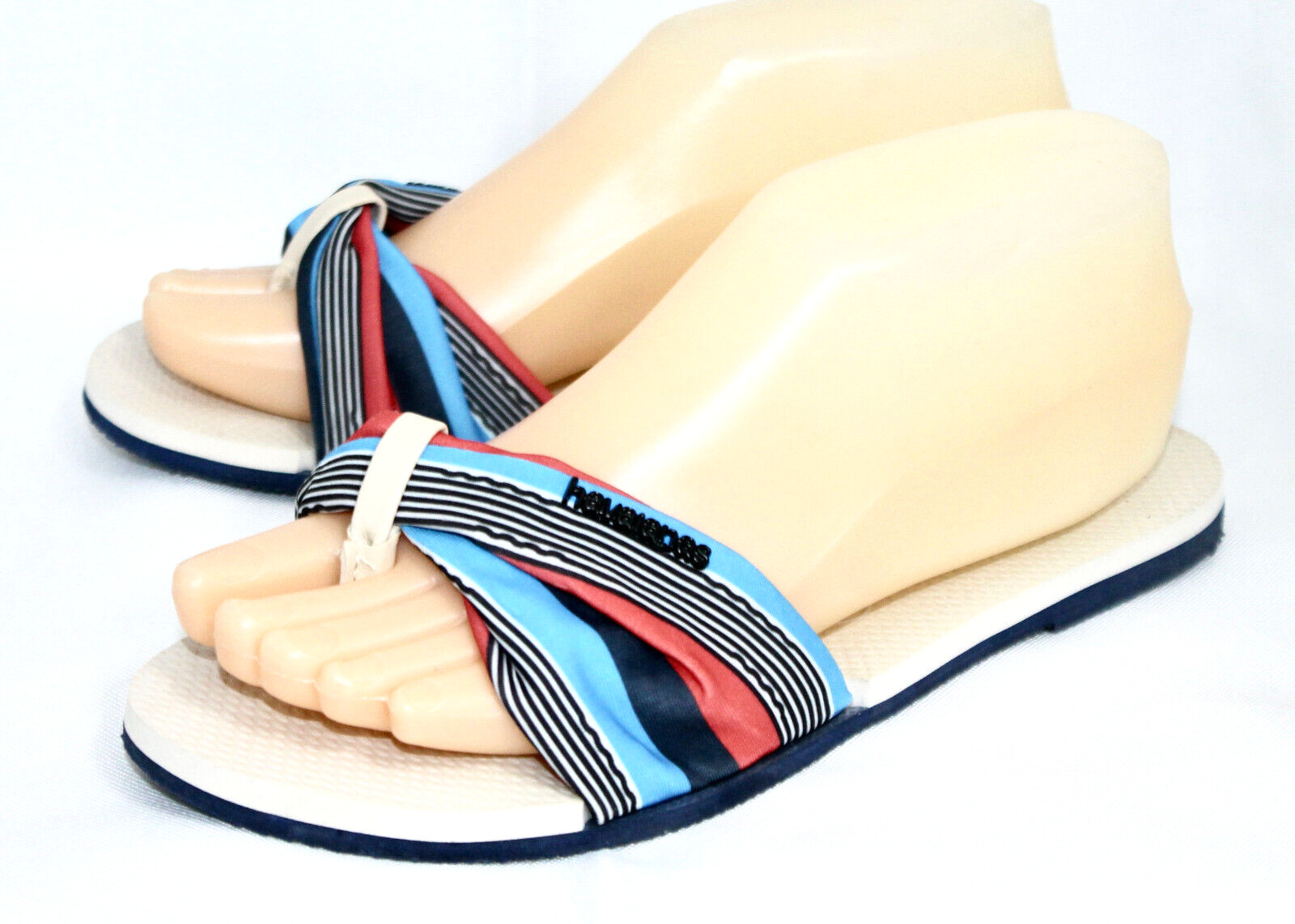 HAVAIANAS You St. Tropez Slim Thong Slide Sandal Size 7/8 EUR 37/38 Red Blue