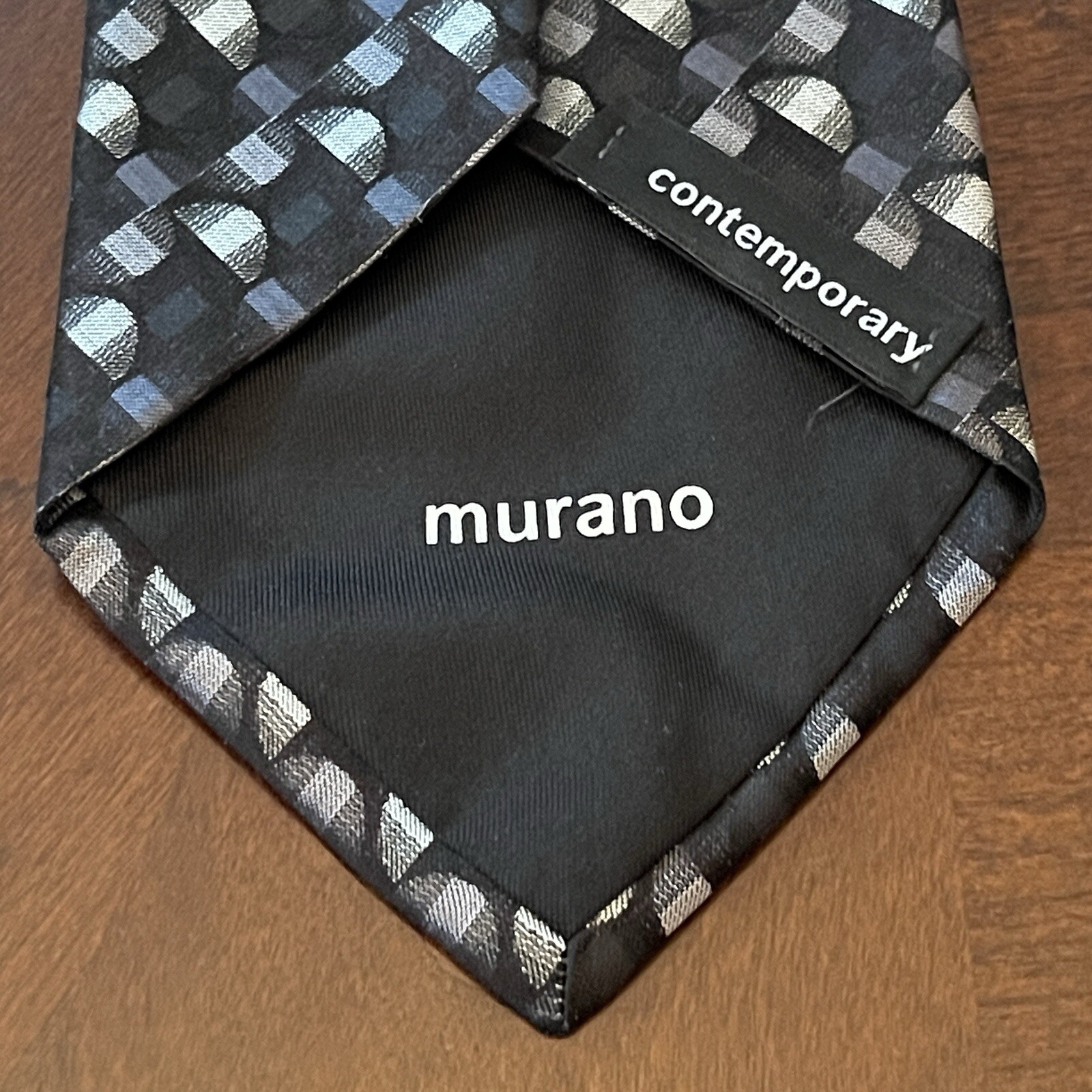 Vintage Murano Black Hand Made 100% Silk Men’s Neck Tie Made In USA