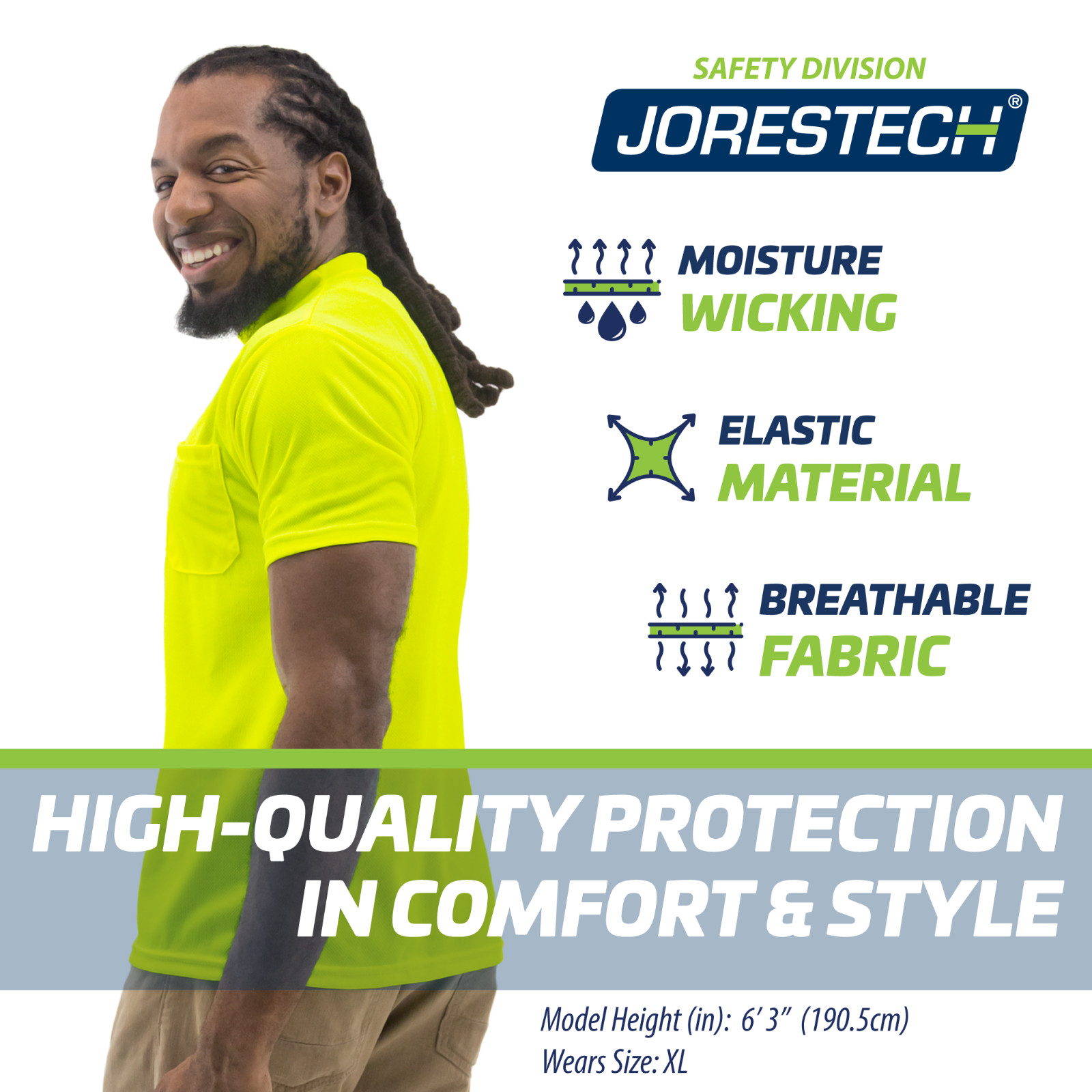 SECURITY Hi Vis Safety T Shirts Fast Drying Work Sports Short Sleeve JORESTECH
