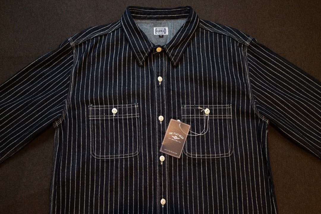 The Flat Head Wabash Work Shirt 10oz Denim 44 Unused New JAPAN