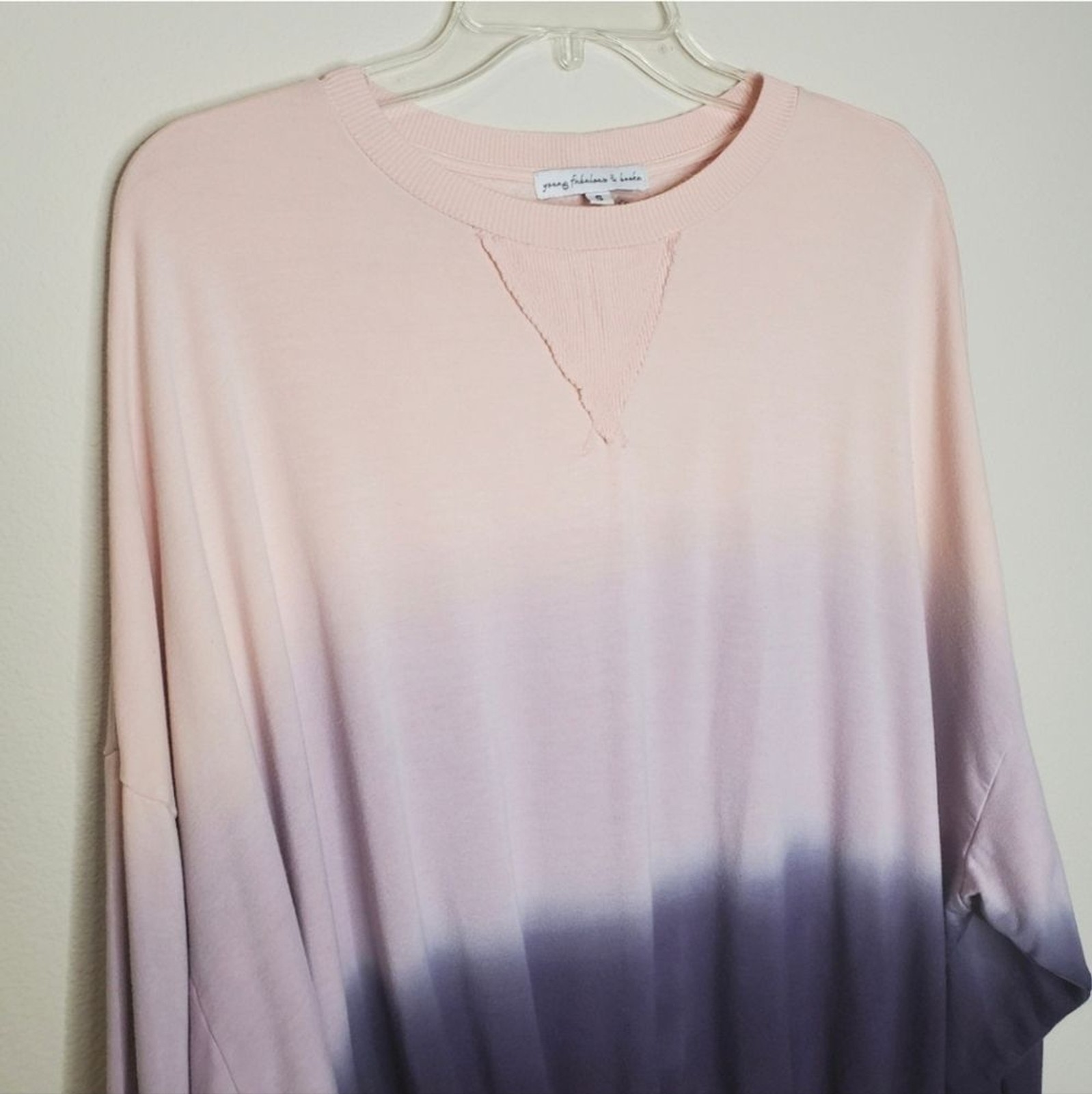 Young Fabulous & Broke Juliette Pink Ombre Dolman Pullover Crewneck Sweatshirt