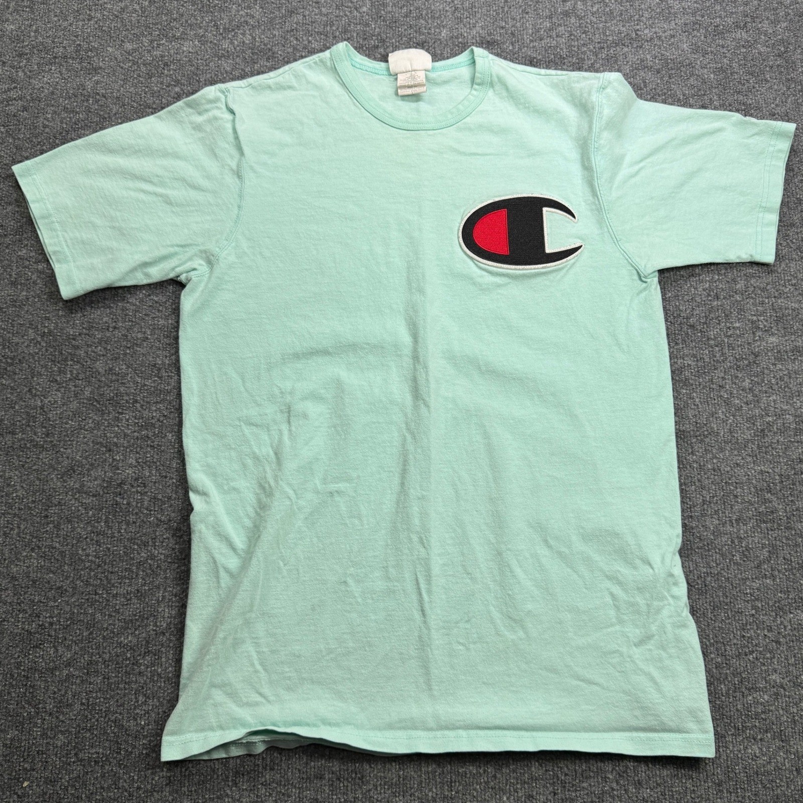 Champion T Shirt Mens Large Mint Green Big Logo Patch GT19