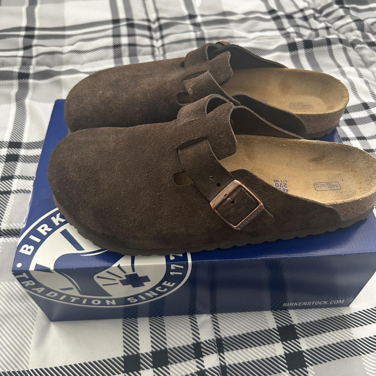 Birkenstock Boston Clog Suede Soft Footbed Slippers in Mocha Select size New