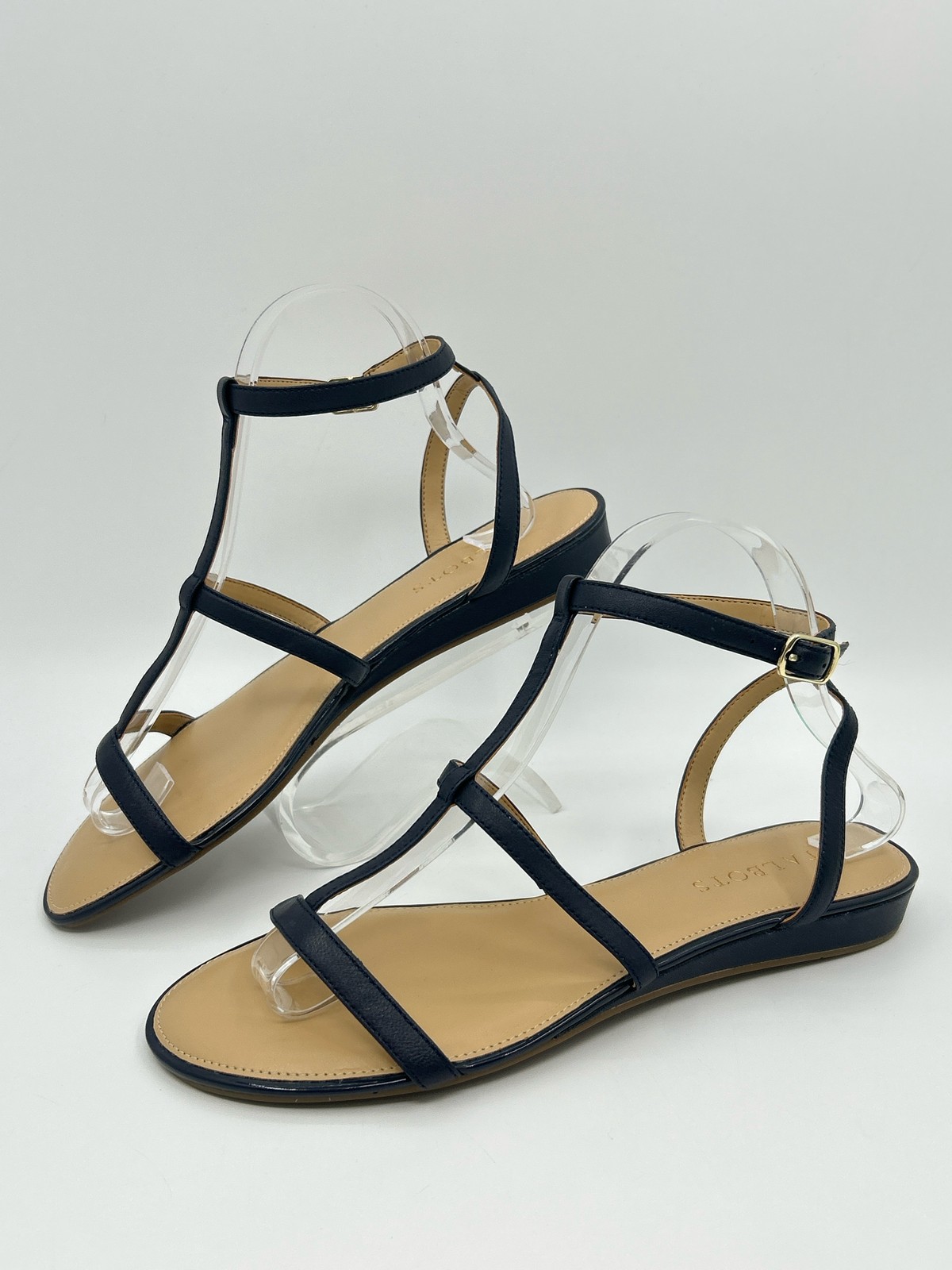 TALBOTS Size 9M Blue Women Daisy Gladiator Strappy Leather Flat Boho Chic Sandal
