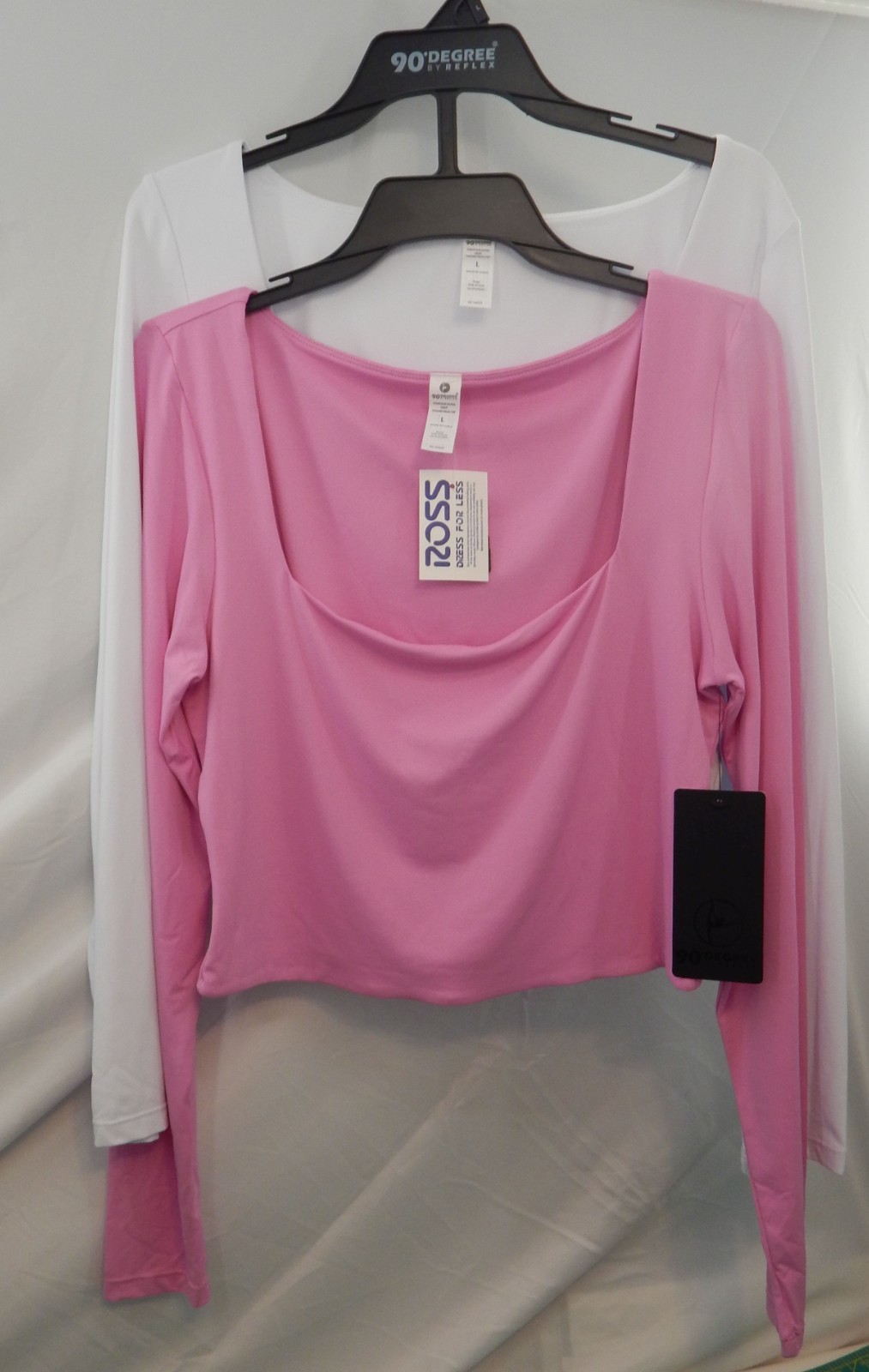 90 Degree by Reflex Women LARGE Active Top Pair Contour Olivia Crop Square Neck