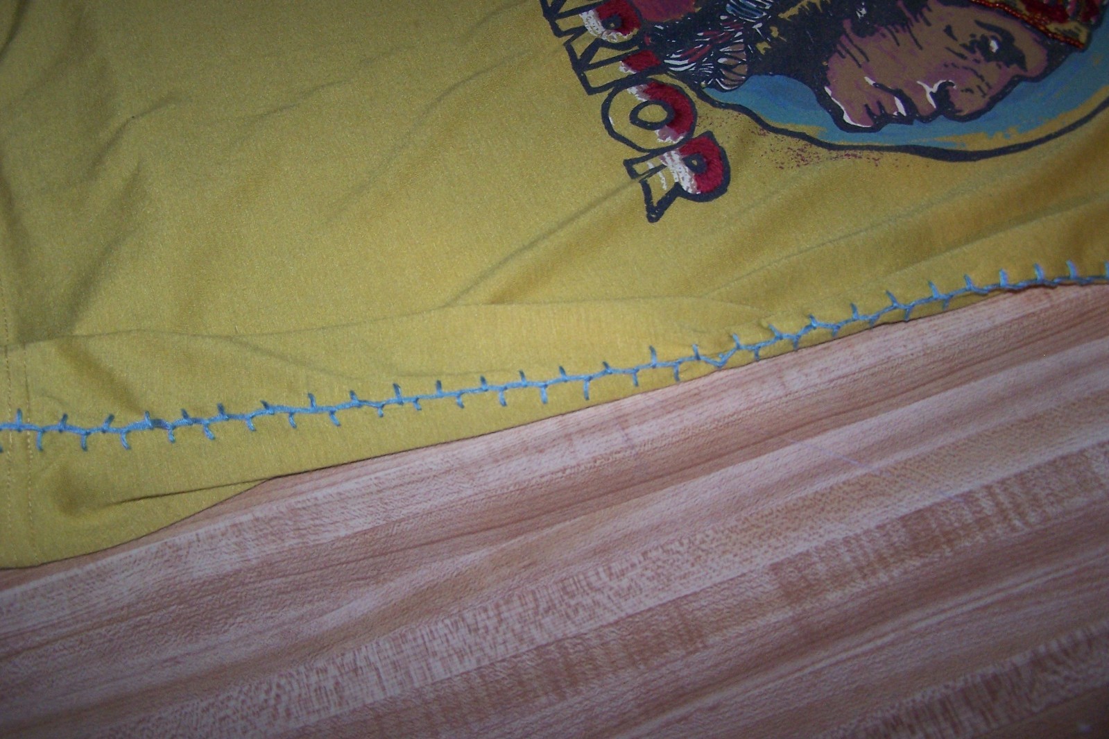 DOUBLE D RANCH L Indian WARRIOR Embroidered Beaded Graphic Western Tee Shirt EUC
