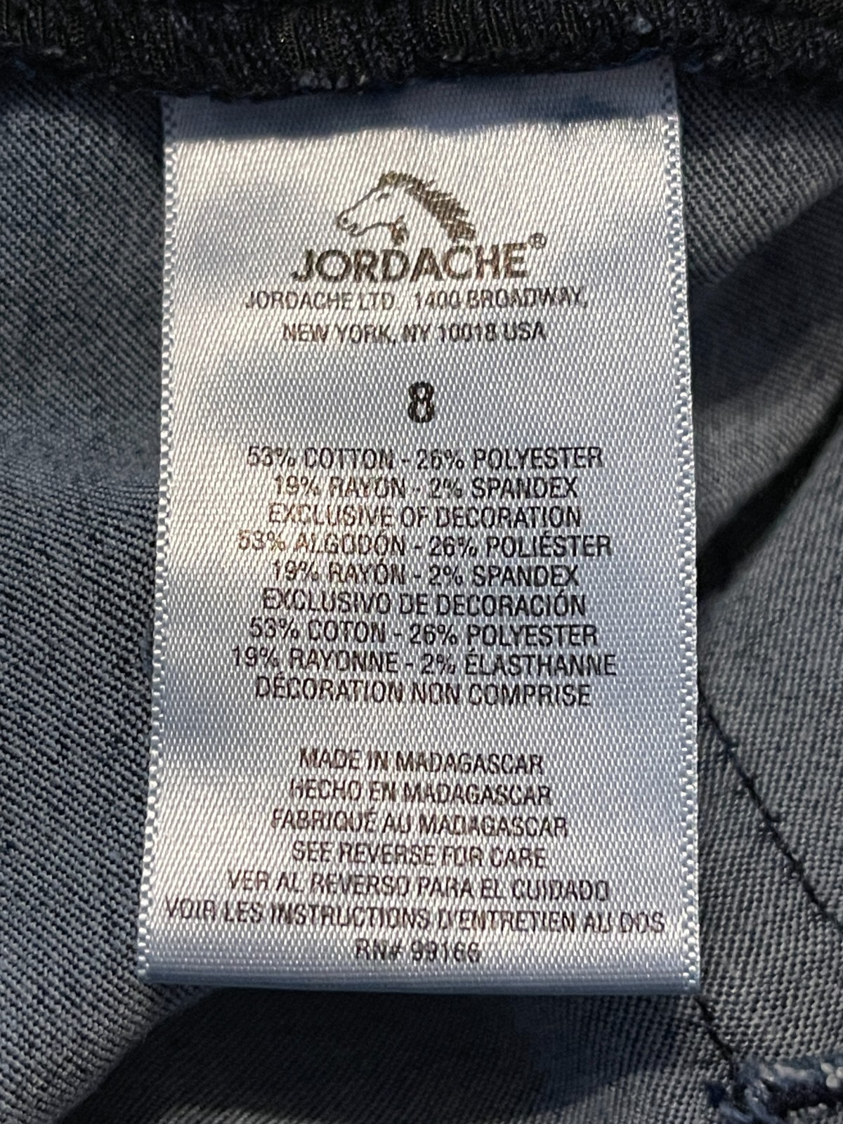 Jordache Jeans Womens Boot cut, Sz 8, dark wash denim, stretch waist, thigh fade