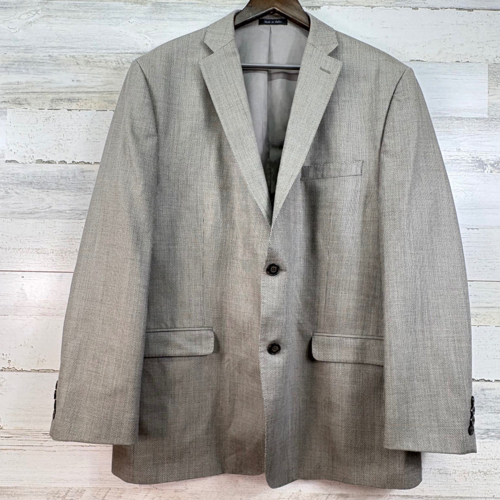 Calvin Klein Mens 46R Grey Silk Wool Blend 2 Button Blazer Sport Coat Jacket