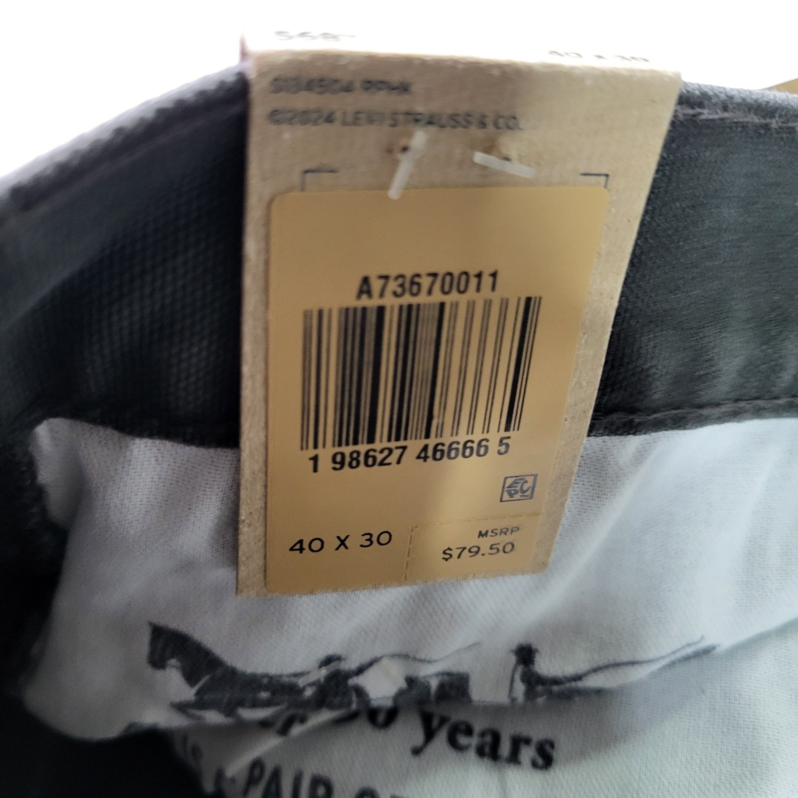 Levis 568 Double Knee Jeans 40×30 Carpenter Utility Loose Straight Men’s Black
