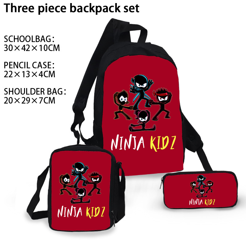 3pcs Set Ninja Kidz School Backpack Shoulder Bags Pencil Case Bag set kids bags