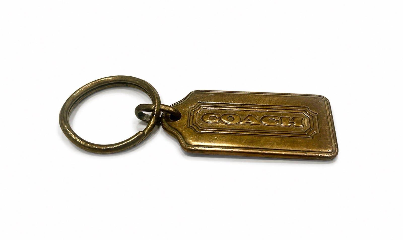 Vtg Coach Brass Metal double side Bag Charm Keychain/ Hang Tag