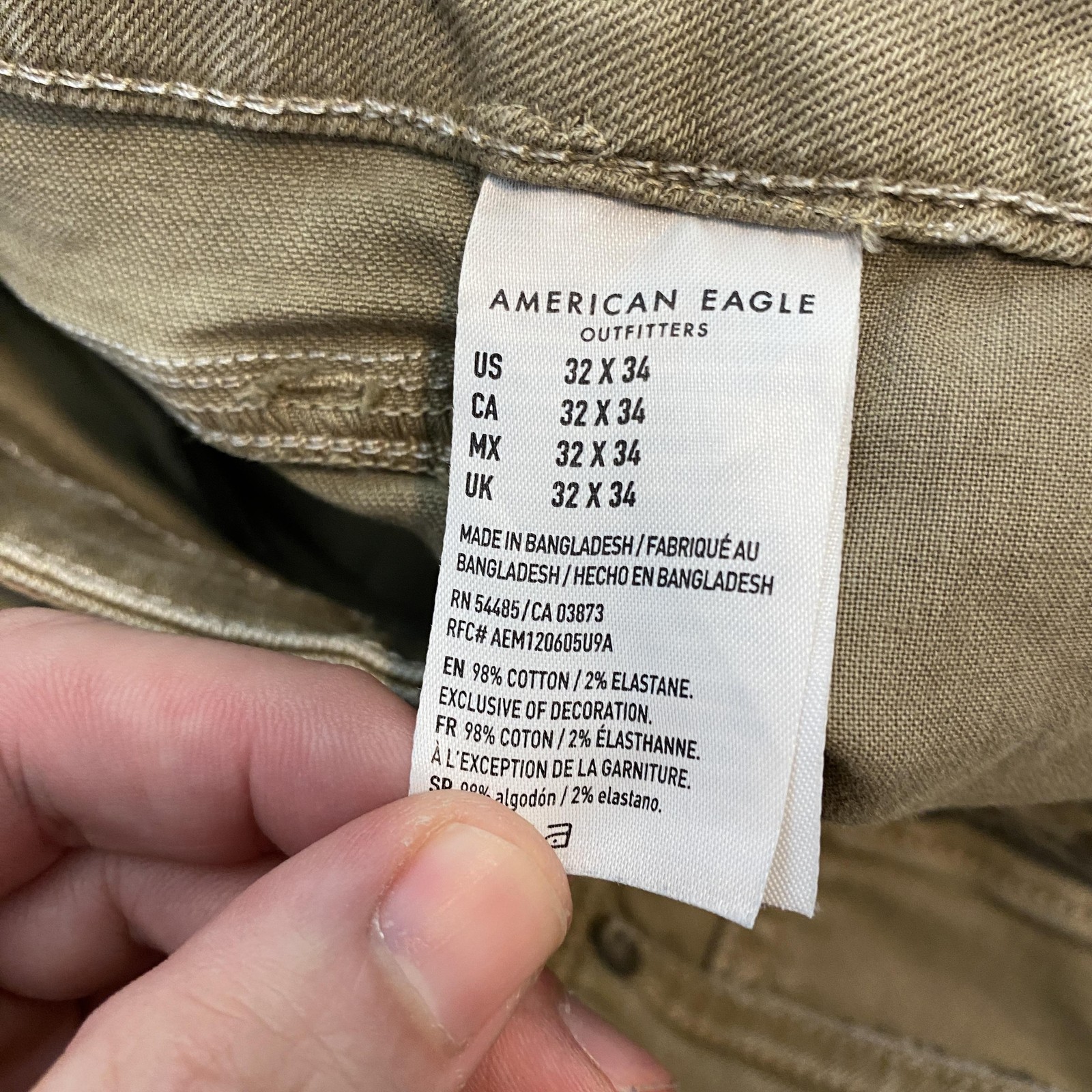 American Eagle Next Level Flex Jeans Mens 32×34 Beige Straight Stretch Denim