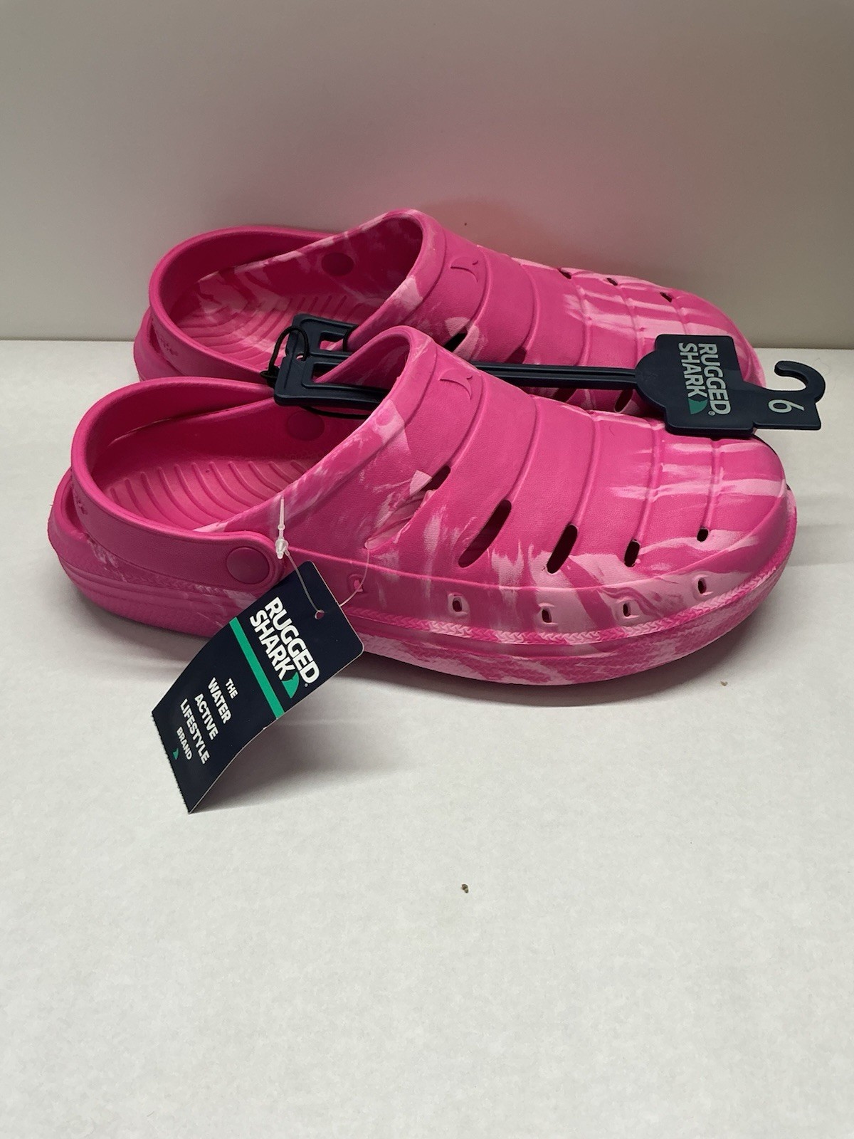 Rugged Shark EVA Foam clog Shoes Big Girls/Womens Size 6 Slip On Pink NEW