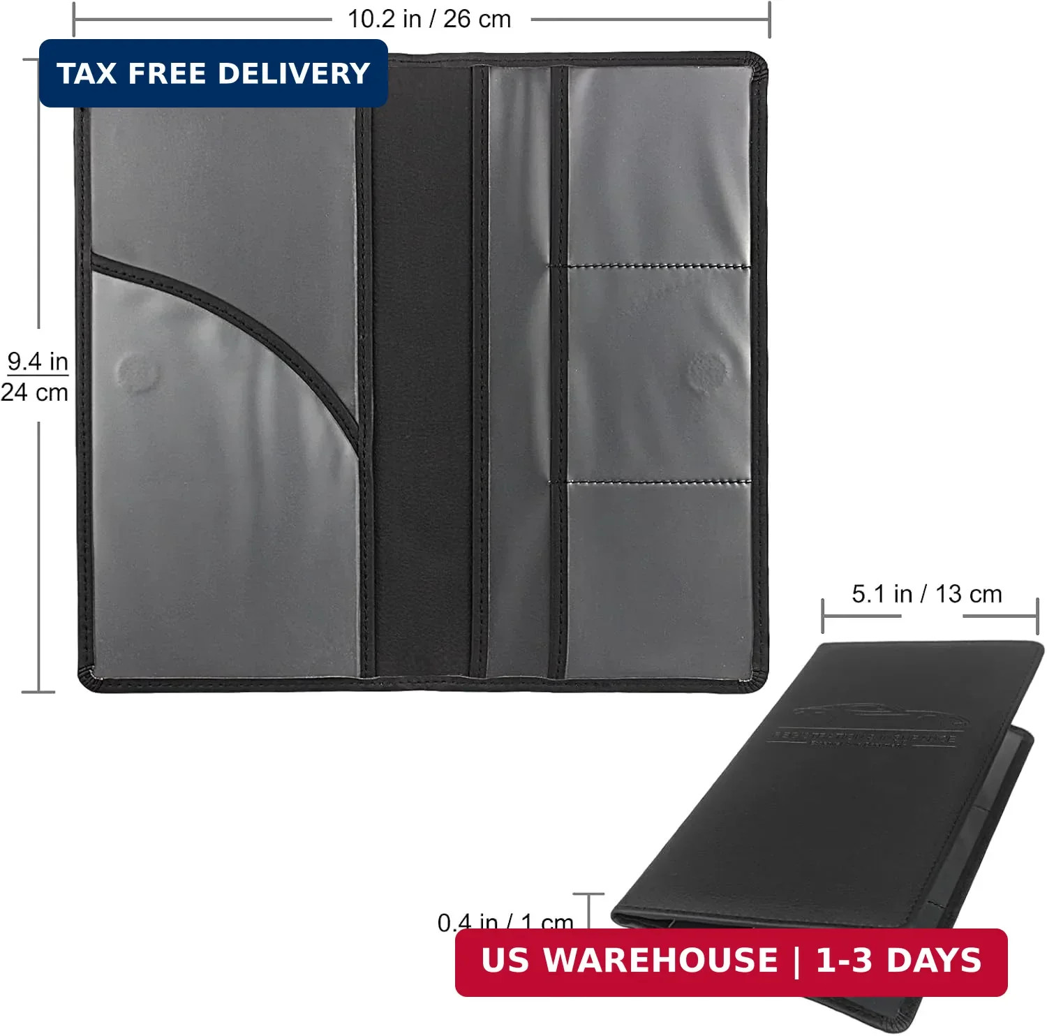 LumiMokki Premium Car Registration & Insurance Card Holder with Magnetic Shut, V