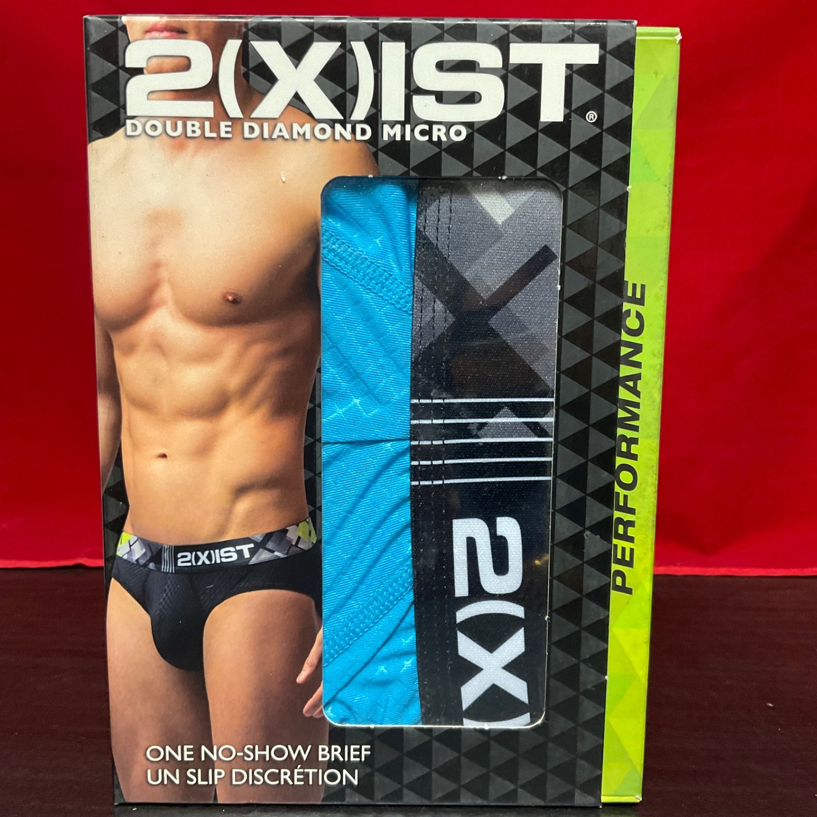 (1) 2(X)IST Retro DOUBLE DIAMOND MICRO PERFORMANCE ONE NO-SHOW BRIEF BLUE L NIB!