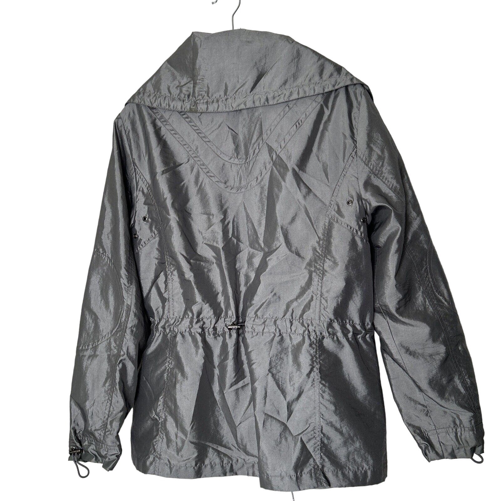 a.n.a Windbreaker Jacket Women MediumGray Silver Metallic Nylon Pockets Full Zip