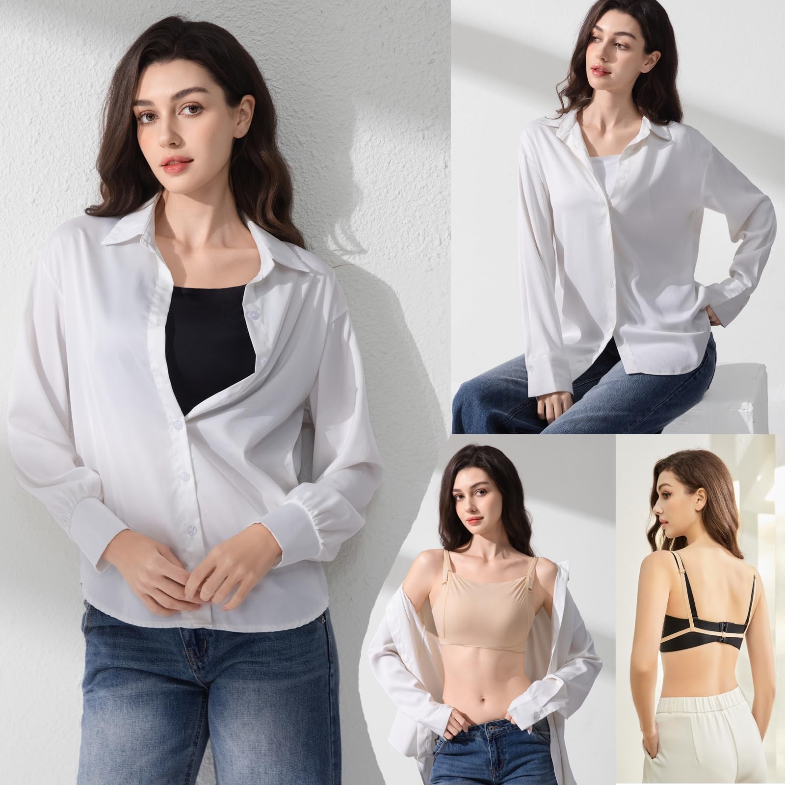 3Pcs Lady Wearable Mock Camisole Bra Insert Overlay Modesty Panel Vest.