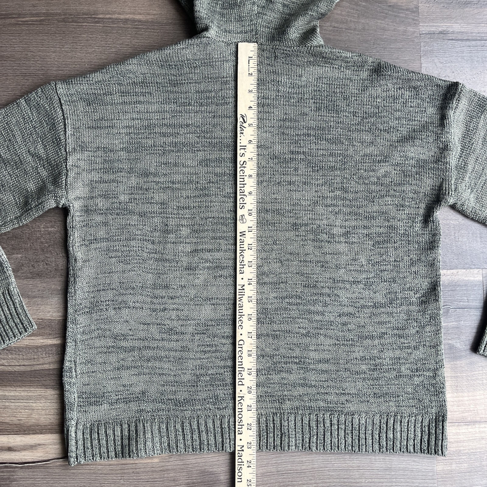 Marled Reunited Knitted Pullover Hoodie Sweater Weather Olive Green Large