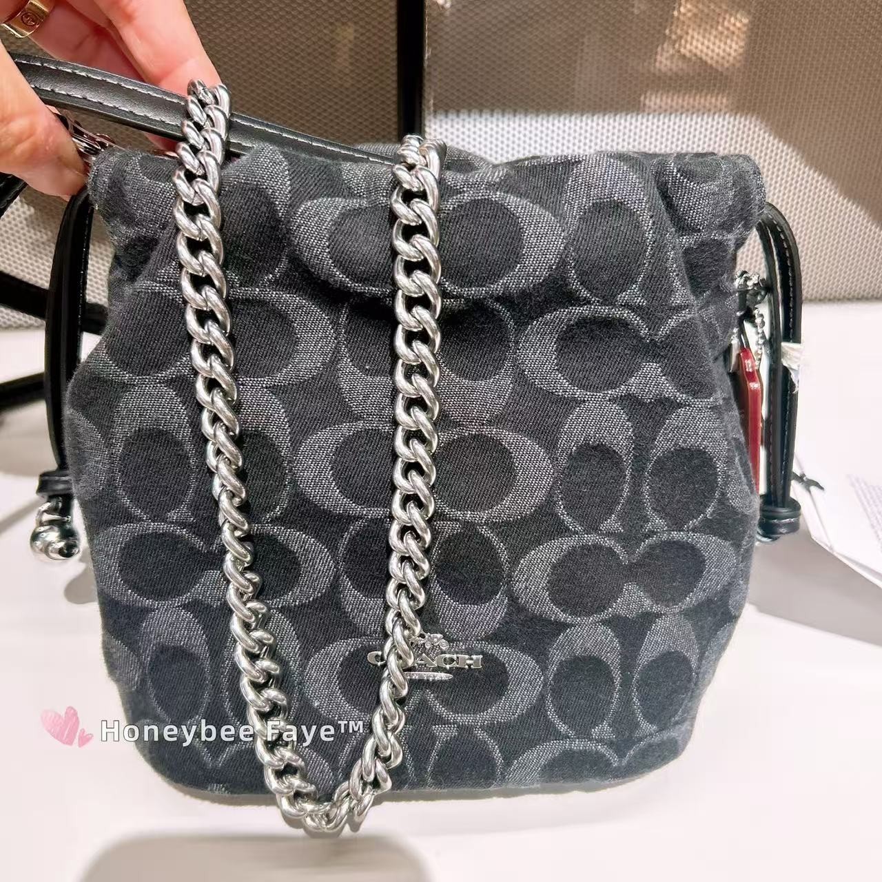 NWT Coach Faye Mini Drawstring Bag In Signature Denim CCZ45/CDE32