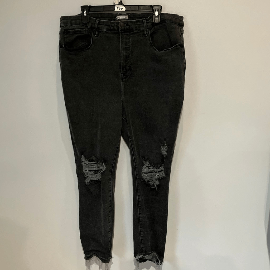 Good American Charcoal Wash Distressed Skinny Jeans Size 22 Plus #782