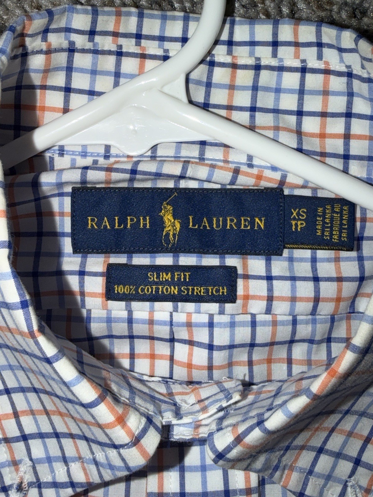 Ralph Lauren Men’s XS Slim Fit Plaid Long Sleeve Cotton Stretch Button-Up