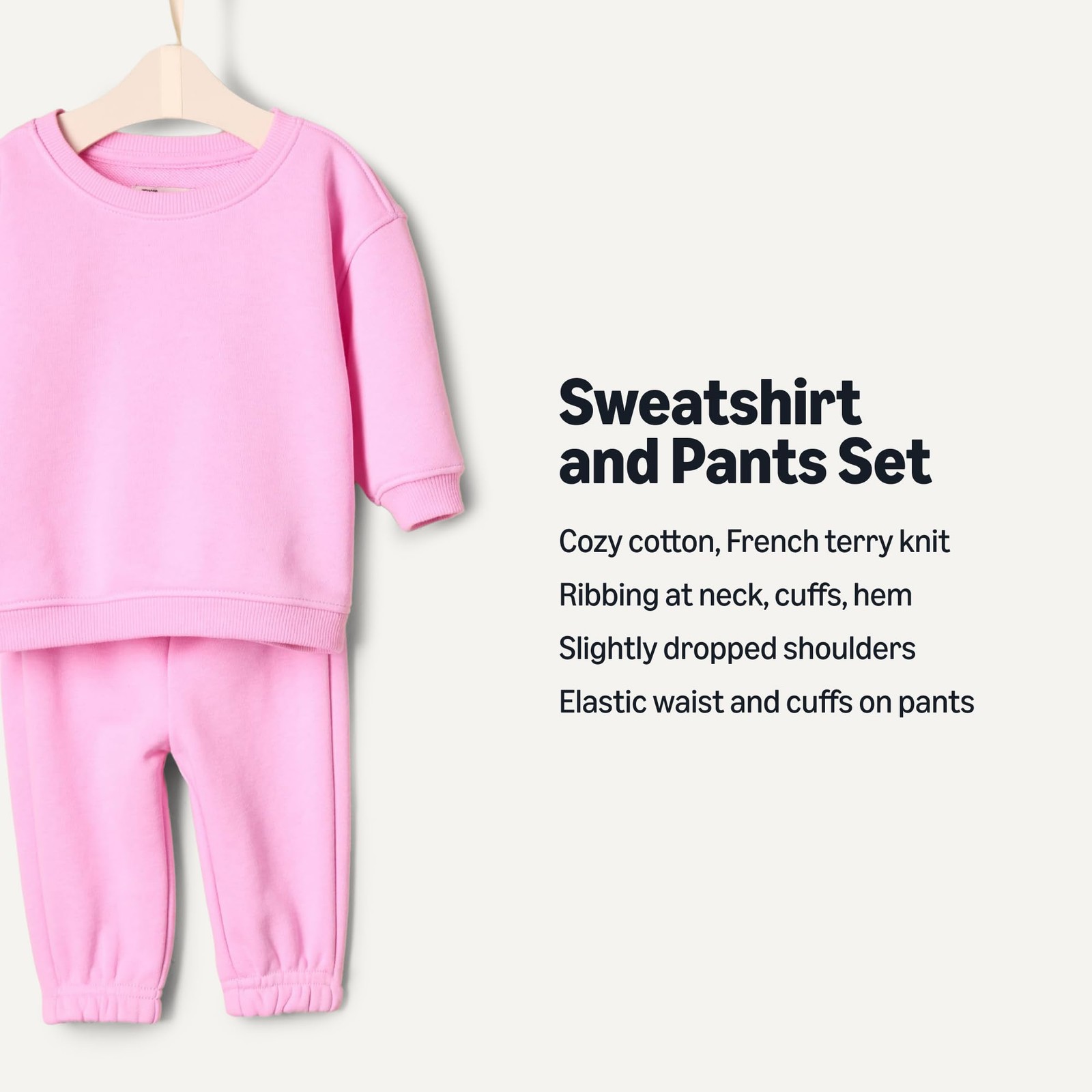 Amazon Essentials x Sofia Grainge Baby Boys’ Sweatshirt & Sweatpant Set, Pink,