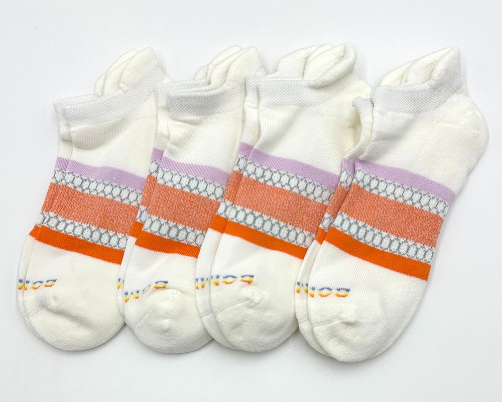 4 Pairs Women’s Cushion Stripes Ankle socks Everyday Size Med 8-10.5 BOMBAS