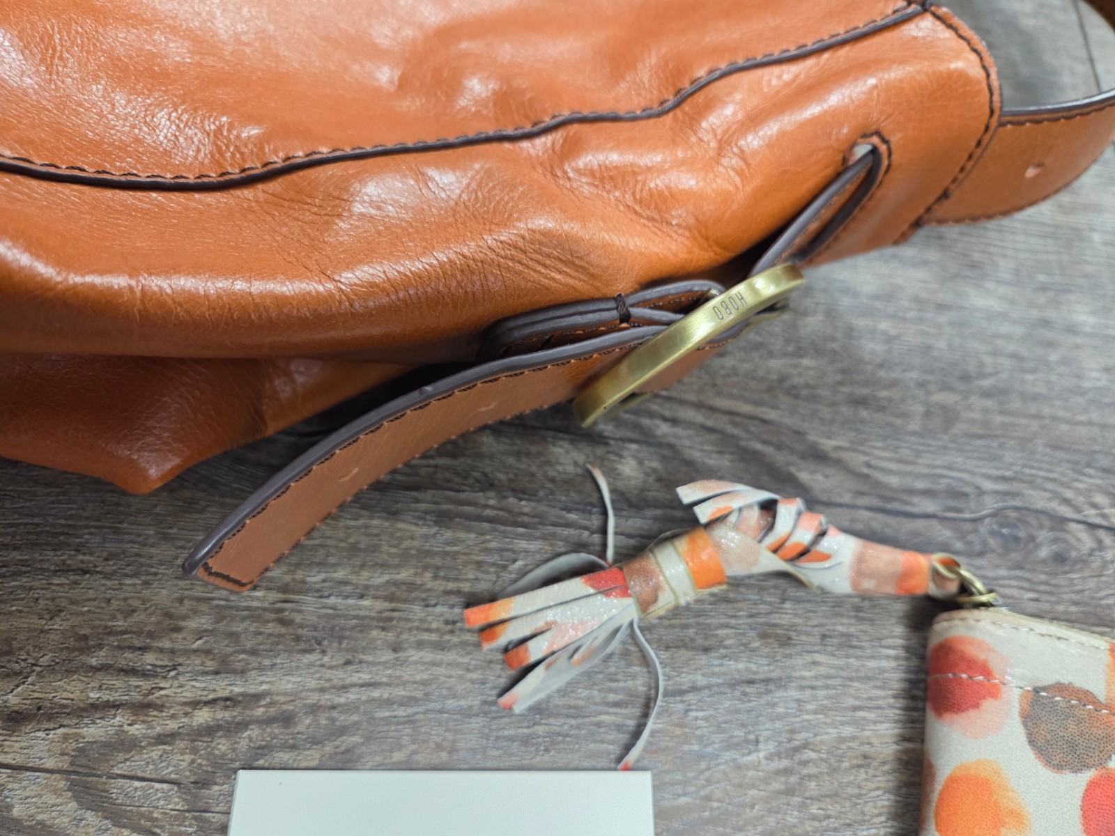 HOBO Render Shoulder Bag Cognac Brown/Orange Leather Purse + Wallet Matching Set