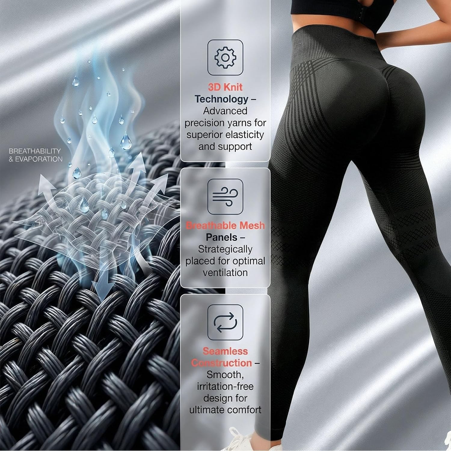 High Waist 3D Metabolic Booster Leggings Anti Cellulite Pants Women Workout Yoga