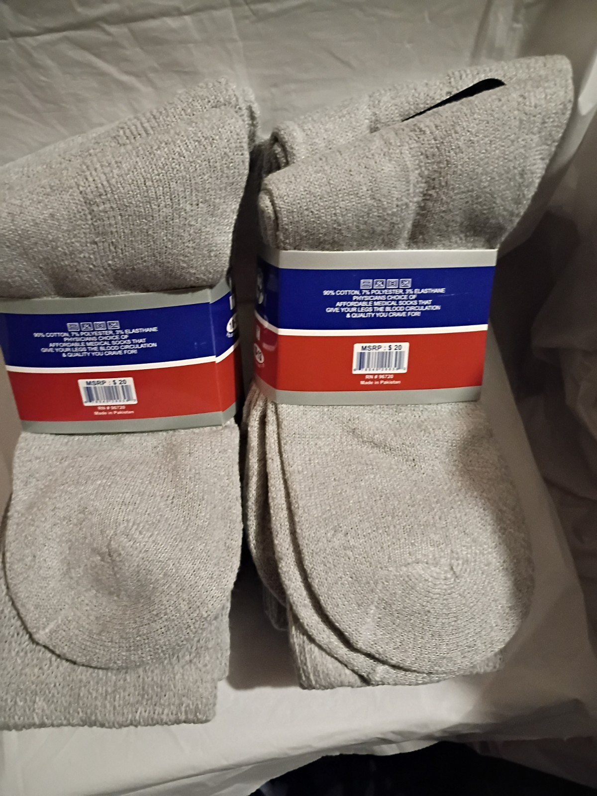 Rodex Therapeutic Crew Socks Gray Men’s Size 10-13 6 Pairs Cotton Blend