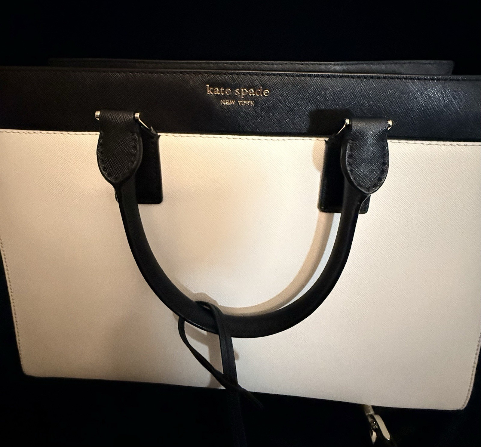 Authentic Kate Spade New York Black/White Colorblock Satchel Top Handle