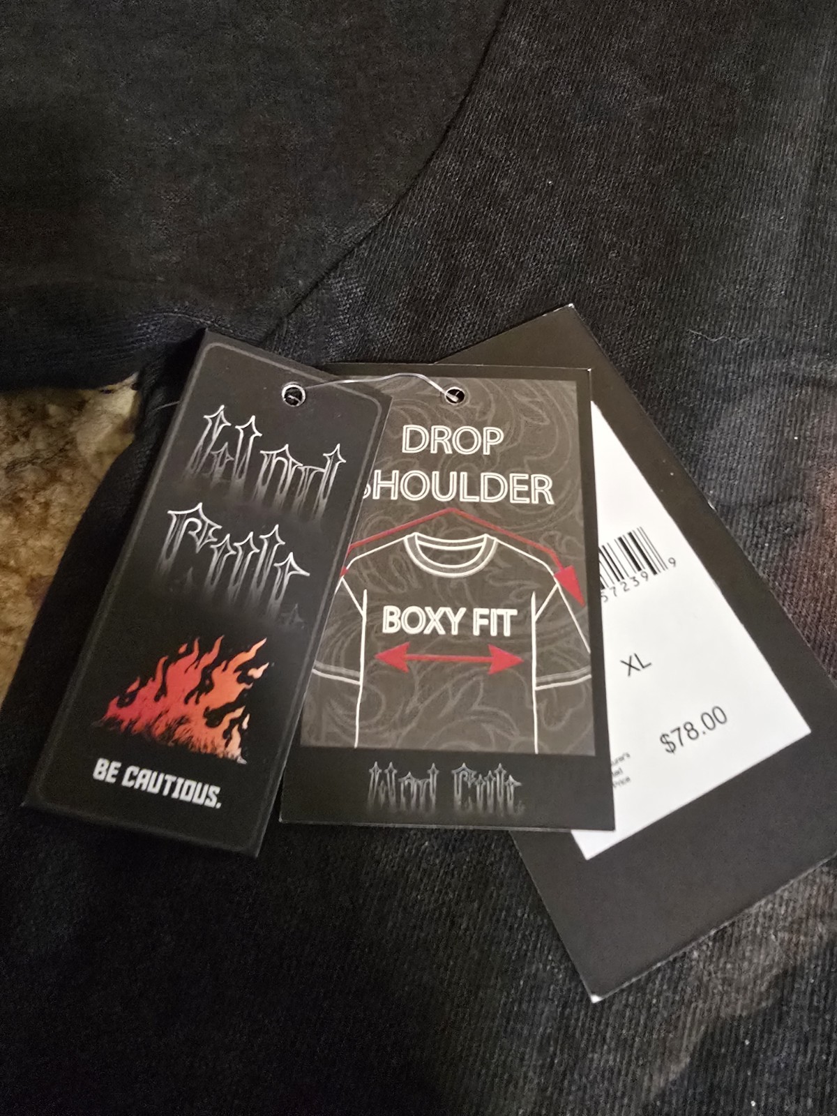 $78…Mod Cult “Football” size XL Distressed Heavyweight T-shirt Black.