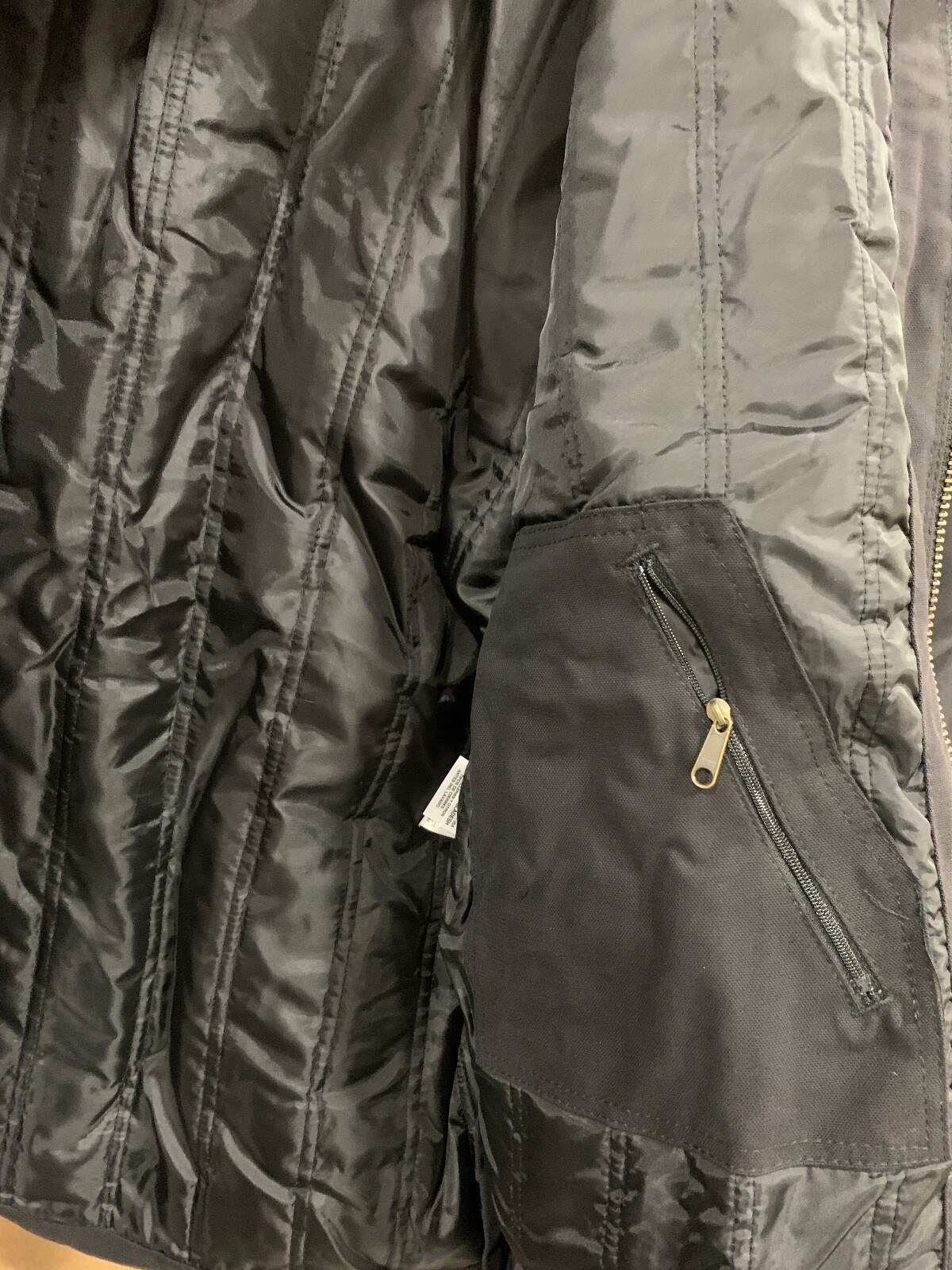BERNE MENS COAT QUILT LINED DUCK CANVAS BOMER JACKET – L