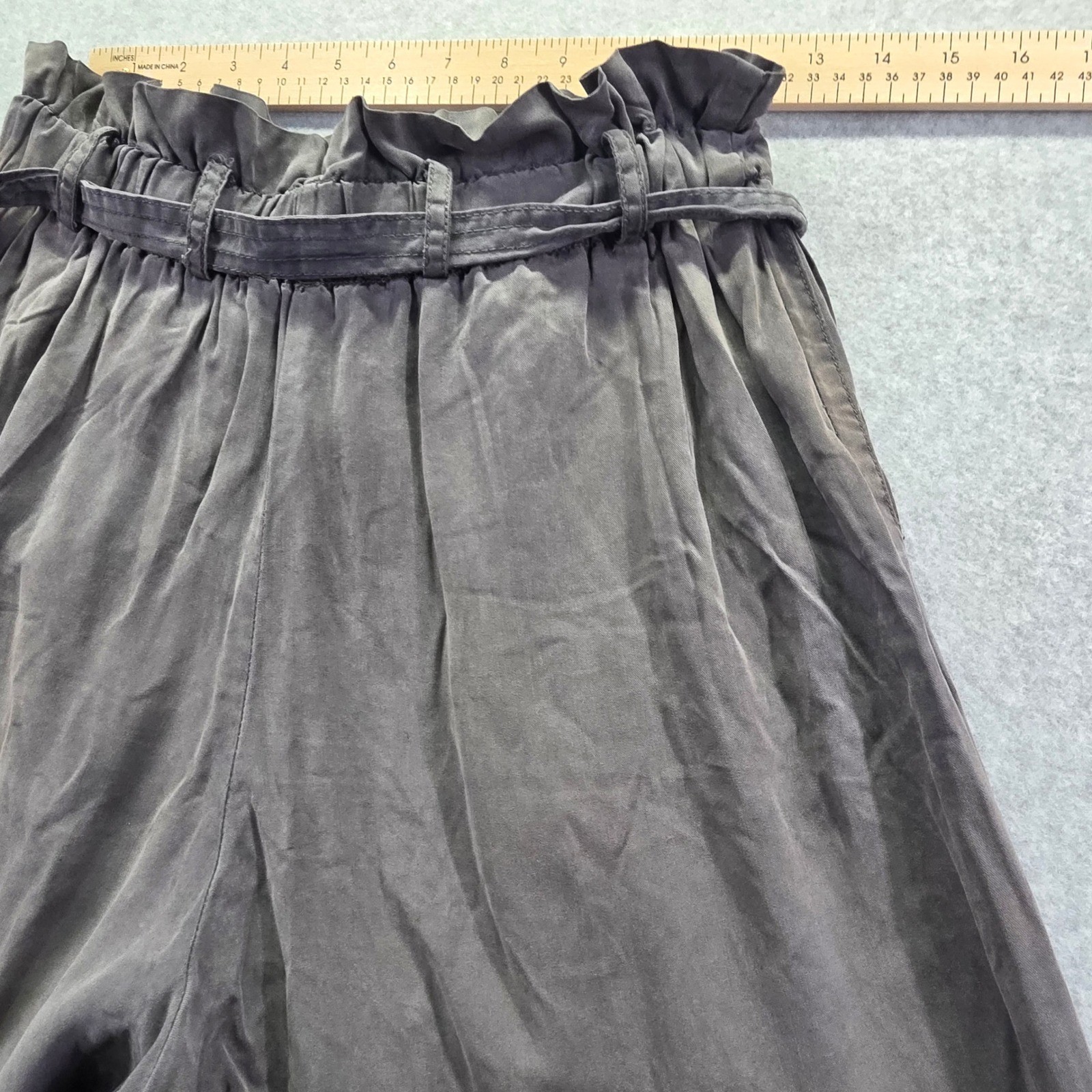 Wishlist Apparel Gray Paperbag Waist Wide Leg Pants Medium Charcoal High Rise