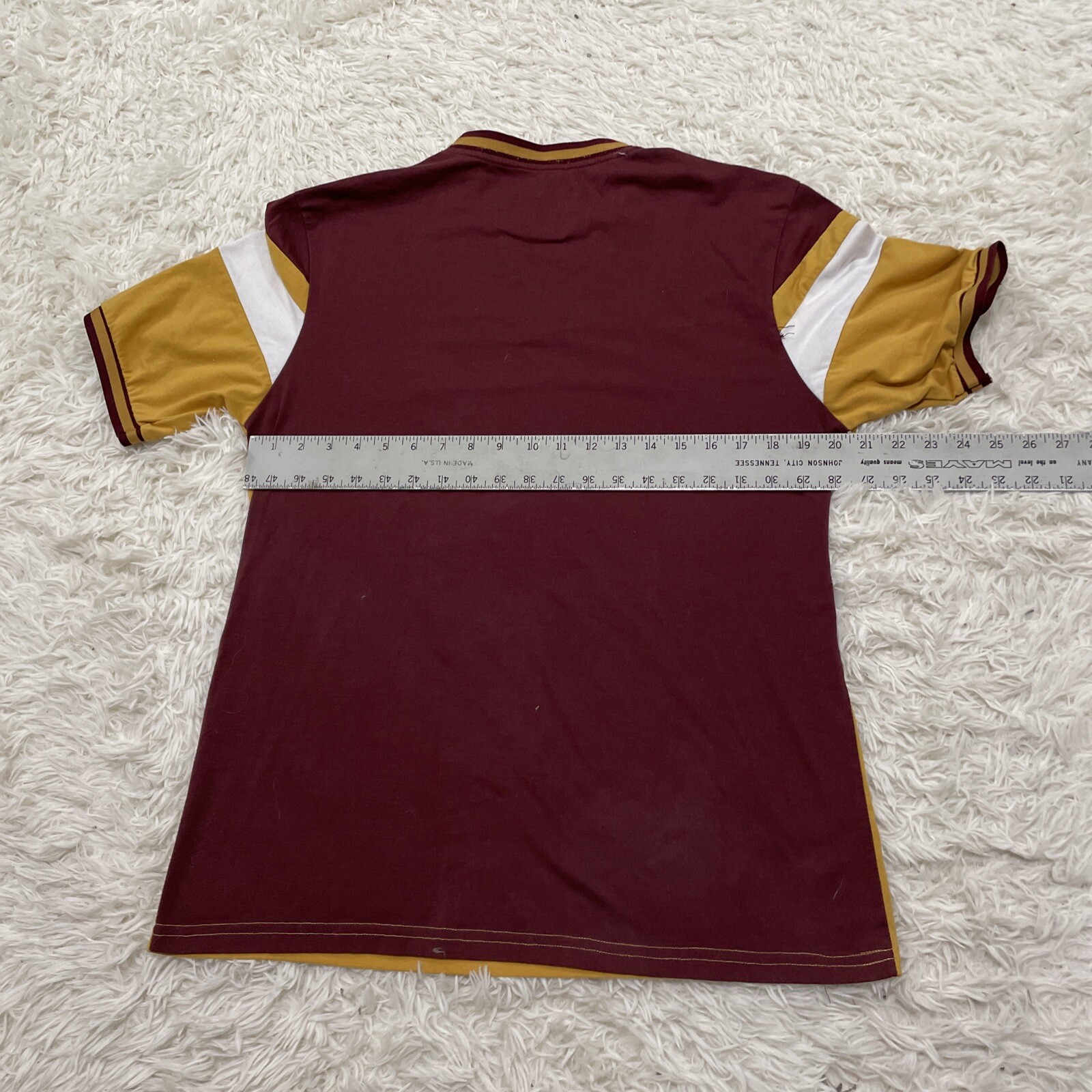 Brooklyn Laundry Retro 70s MCM Shirt Men M T Shirt Maroon Gold Cut & Sew Tee