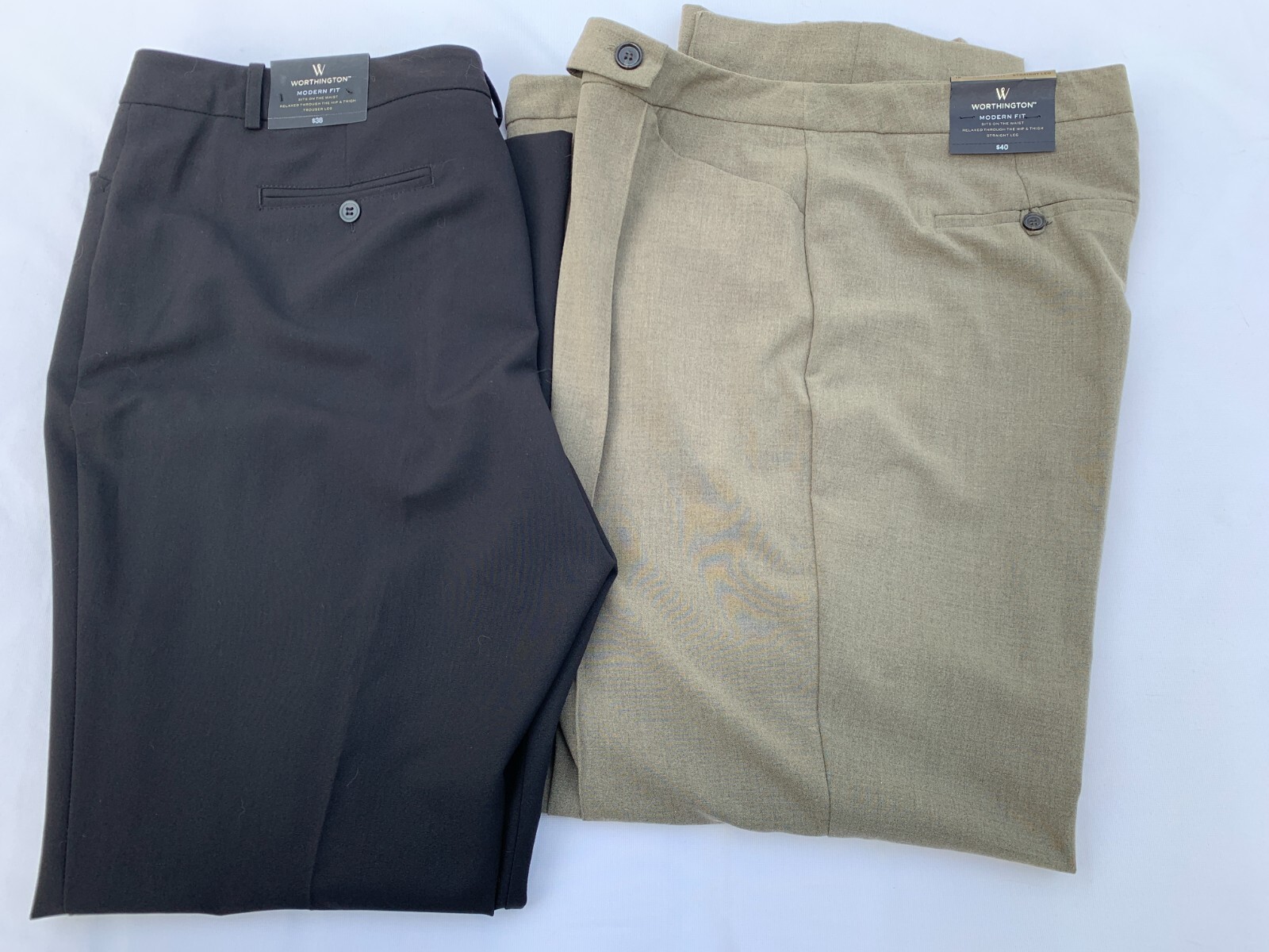Pants 2 pair Worthington woman pants black Heather Olive (Khaki) size 18 NWT